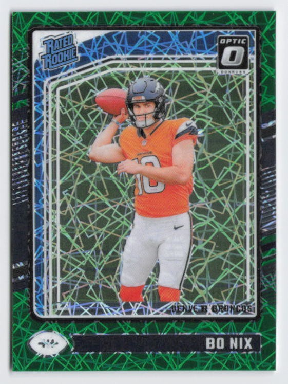 2024 Bo Nix Rookie Card Donruss Optic Green Velocity Prizm #209 Broncos