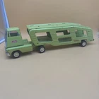 Vintage 1960s Tonka Mint Green Car Carrier Hauler Semi Truck Tractor Trailer #96