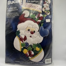 Bucilla 83661 Felt Applique Christmas Stocking Kit Holly Jolly Santa