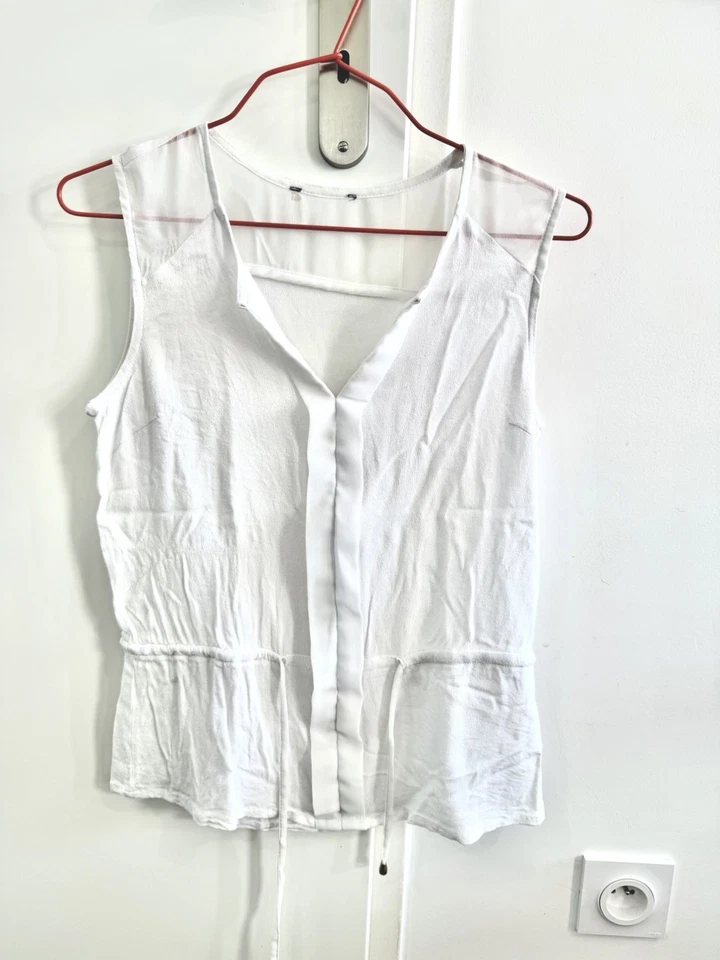 Haut blanc d’été Etam taille XS en bon etat - Photo 1/4