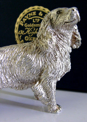 VERPACKTE SCHWERE 88g STERLINGSILBER SPANISCHE HUNDFIGUR ENGLISCH LONDON 1978 SCHIESSEN