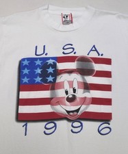 Vintage 1996 Disney Designs Mickey Mouse T Shirt Large Olympic Year USA Made