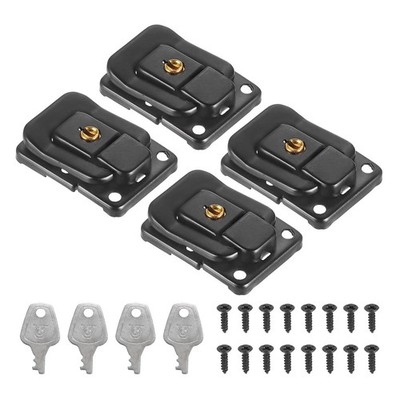 4 x Suitcase Lock Hasp 1.6''x1.10'' Iron Toggle Catch Latch with Key/Screw Black
