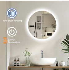 Round Bathroom Mirror with Backlit LED Lights Demister Dimmable Color Changing