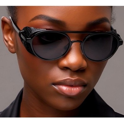Steampunk Sunglasses Women's Round Side Shield Goggles Cosplay Glasses Trendy