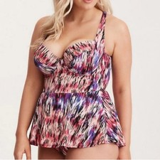 Torrid Peplum Skirted Mirage Print Underwire Push Up One Piece Swimsuit Size 2X