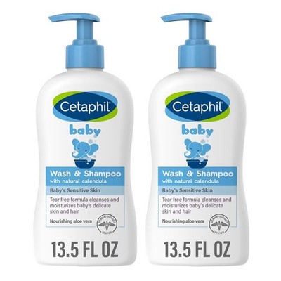 Cetaphil Baby Wash & Shampoo with Natural Calendula Tear-Free 13.5 oz - Lot of 2