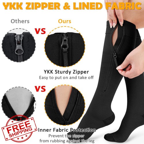 CASMON 15-20mmHg Zipper Compression Socks Knee High 1 Pair - Bild 3 von 3
