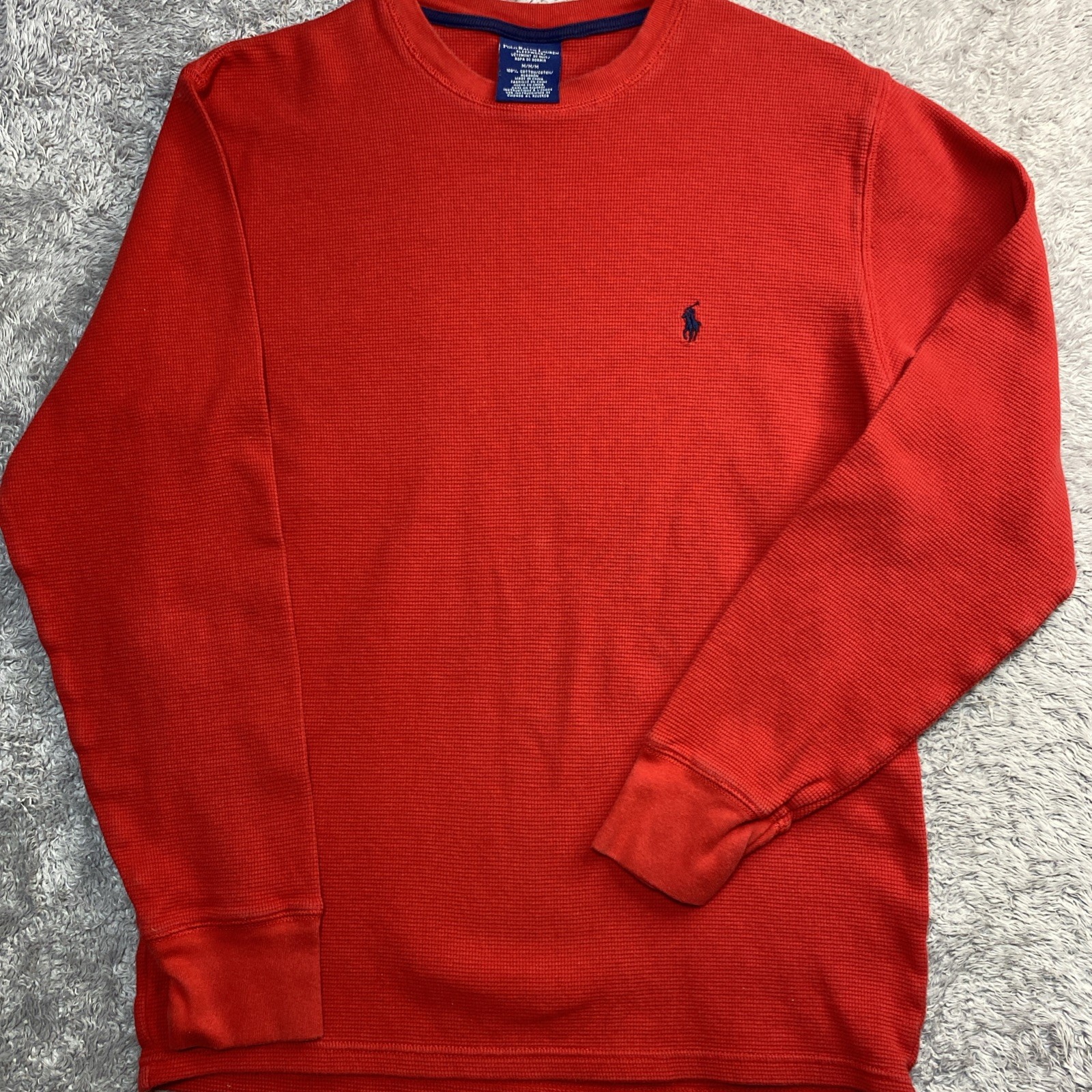 PONY Polo Ralph Lauren uomo camicia termica grande rossa manica lunga maglia waffle 2335