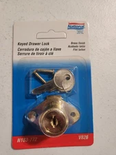 National Hardware Keyed Drawer Lock Brass Finish N183-772 V826 NOS