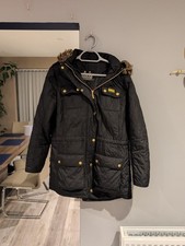 Womens Barbour International Black Quilted Jacket Size UK 16