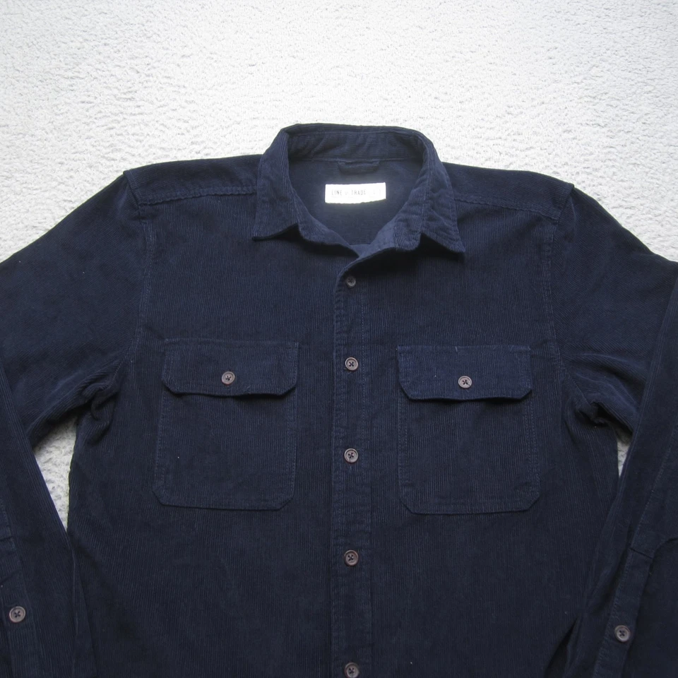 Line of Trade Shirt Mens Large Navy Blue Corduroy Button Up Workwear Casual - Image 4 of 4