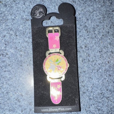 Disney Tinker Bell Dangle Watch-Shaped double Pin Pink Star Design Collectible