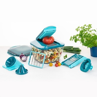Genius Nicer Dicer Professional 16 tlg.mit 37% größerem Behälter Petrol B-Set