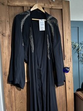 ZARA 5107/283 Medium Black Beaded Embroidered Dress Abaya Style oversize Eid 