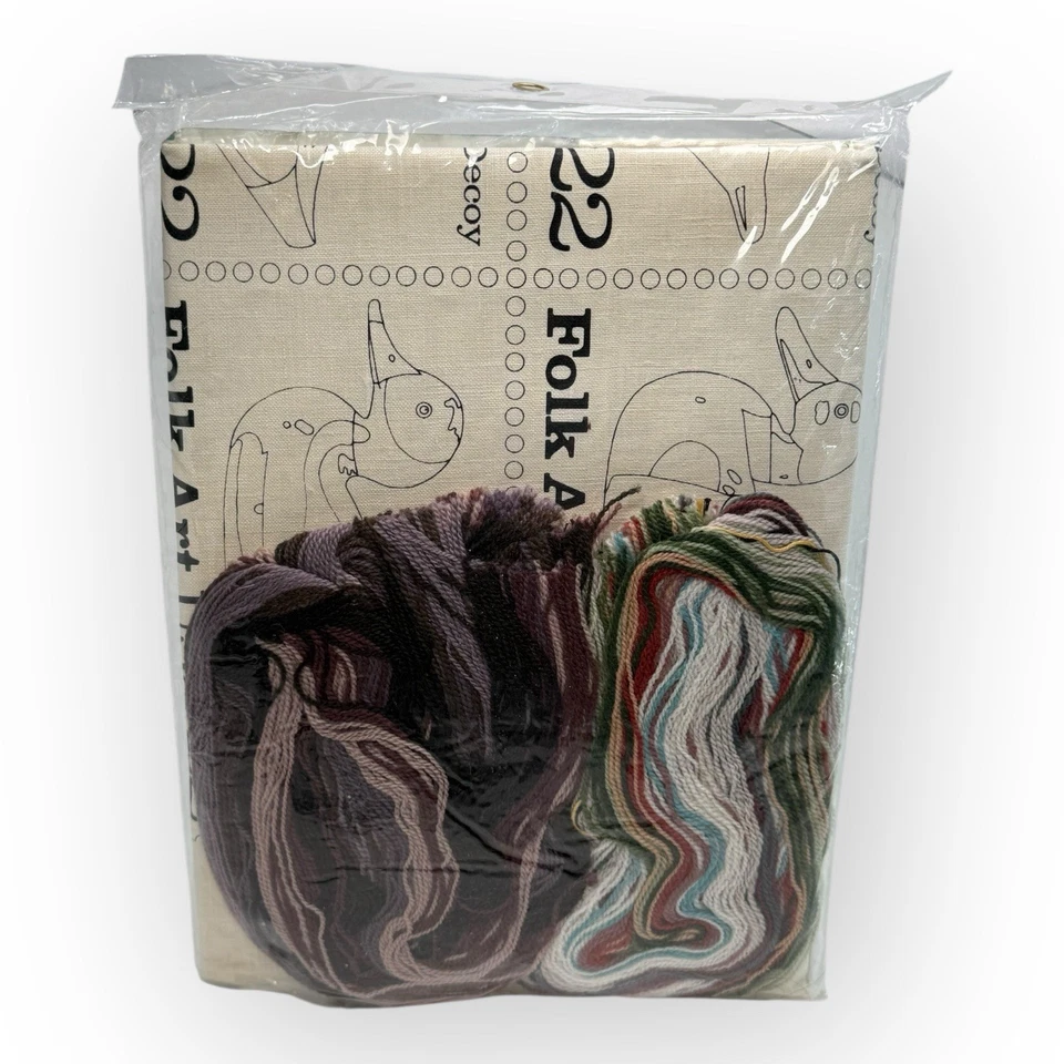 Nuevo de Lote Antiguo Elsa Williams Crewel Kit Arte Popular Pato Señuelo USPS 22¢ Sello 18x12 Foto 3 de 3