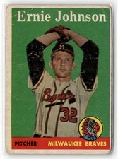 1958 Topps - Ernie Johnson #78 Player Name in White Milwaukee Braves Lower Grade