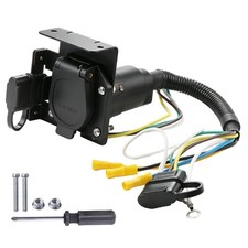 4-Way Flat to 7-Way Trailer Wiring Adapter Dual Output with Mounting Bracket