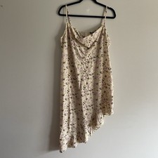 SHEIN Curve Women 1XL Yellow Ditsy Floral Unity Asymmetrical Ruffle Cami Dress