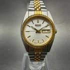 Seiko Watch Women 25mm White Dial Two Tone Daydate Round 7n83-0041 New Batt N9H