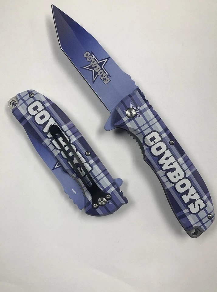 CUCHILLO TÁCTICO ASISTIDO POR RESORTE 8,5” NFL SPORTS TEAM DALLAS COWBOYS CON CLIP Foto 2 de 3