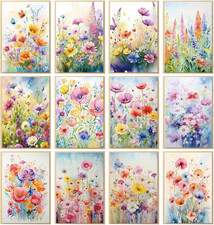 24 Pack Floral Blank Cards with Envelopes and Stickers 4 X 6 Inch Watercolor Wi