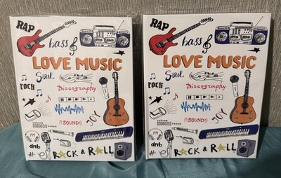4 x Love Music A5 Notizbücher mit Haftnotizen & Stift NEU VERSANDKOSTENFREI (4 Notizbücher)