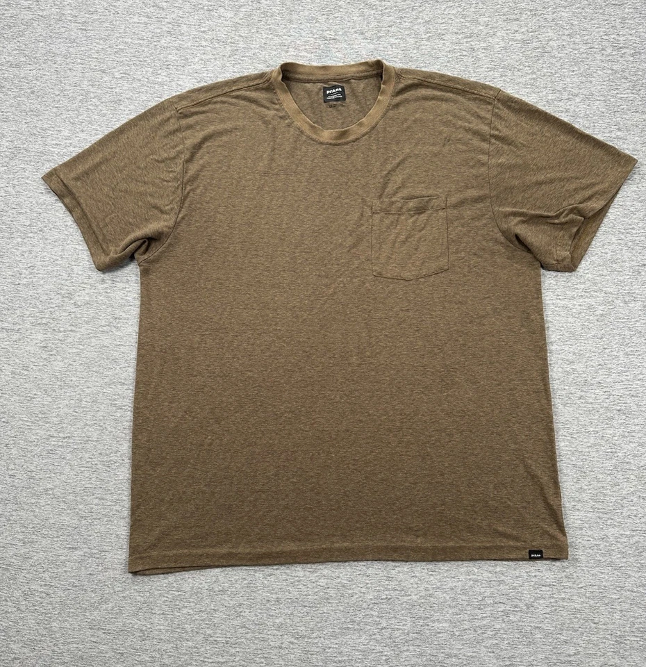 Prana Shirt Mens XXL Brown Cardiff Pocket Tee Hemp Blend Outdoor Hiking Casual - Image 3 of 4