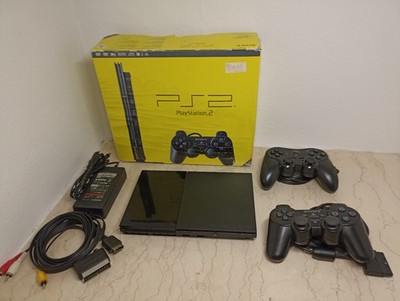 Sony PlayStation 2 - PS2 Slim Konsole schwarz + 2 Controller + OVP