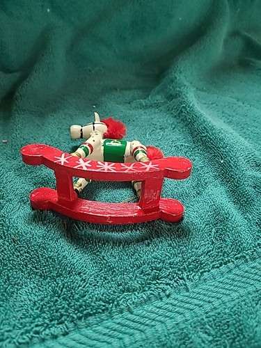 Vintage Wooden Christmas Ornament Toy Rocking Horse - Picture 5 of 7