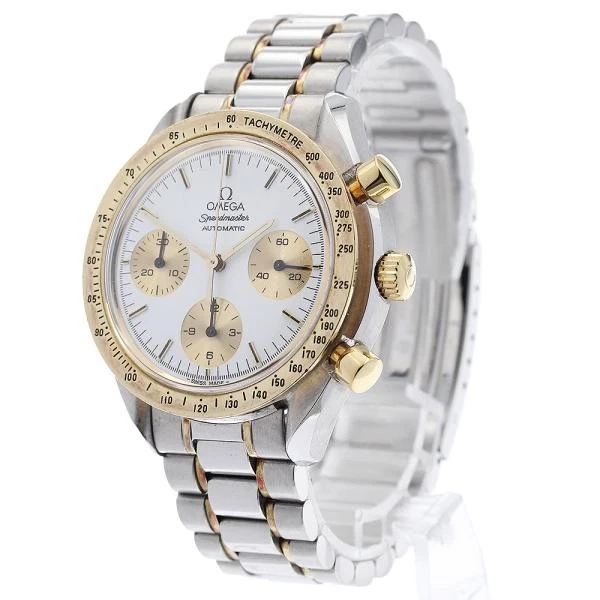 Omega — OMEGA Speedmaster 175.0033 39mm SS White / Gold Dial Automatic Watch #C4918