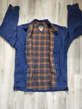 Vtg Saf T Bak Chore Jacket Field Barn Coat Canvas Plaid Flannel Lined Mens Large
