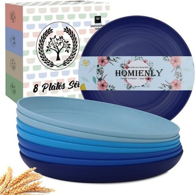 Set of 8 Unbreakable Kids Dinner Plates - Microwave & Dishwasher Safe, 9''