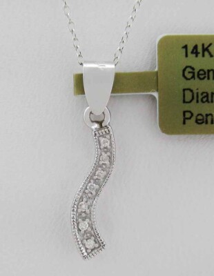 GENUINE DIAMOND PENDANT 14K WHITE GOLD - New With Tag