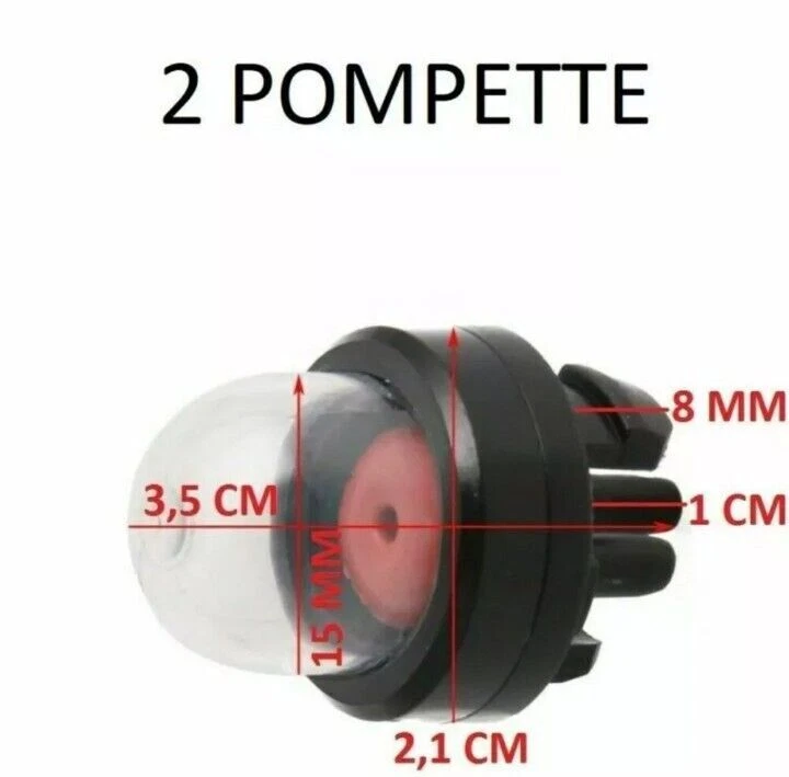 2 DUE POMPETTA PRIMER BENZINA CARBURATORE MOTOSEGA DECESPUGLIATORE TAGLIASIEPE - Imagen 2 de 4