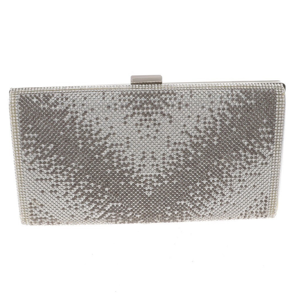 Silver Tone Metal Frame Rhinestone Evening Bag TLX036-GRY