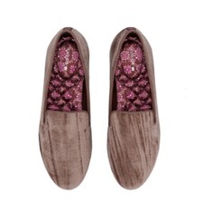 Birdies The Starling Flats Loafer Moonstone Brown Crushed Velvet Sz 8.5