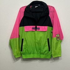Vintage 80s 90s Ocean Pacific OP Xtreme Air Retro Zip Pullover Windbreaker Neon