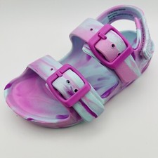Toddler Girls Purple Footbed Sandals Open Toe Hook Loop Summer Lightweight Shoe
