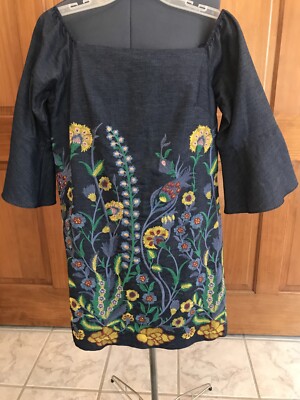 Alice + Olivia Chambray Floral Embroidered Dress Size S/P New | eBay Alice + Olivia Chambray Floral Embroidered Dress Size S/P New | eBay