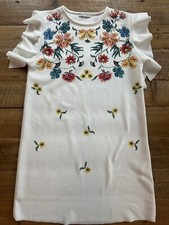 EUC Zara Womens Dress Size S Floral White Ruffle Sleeve