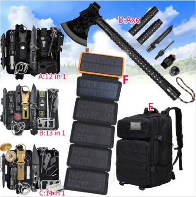 Emergency Survival Gear First Aid Kit Bag Bug out /Power Bank/45L Large Backpack