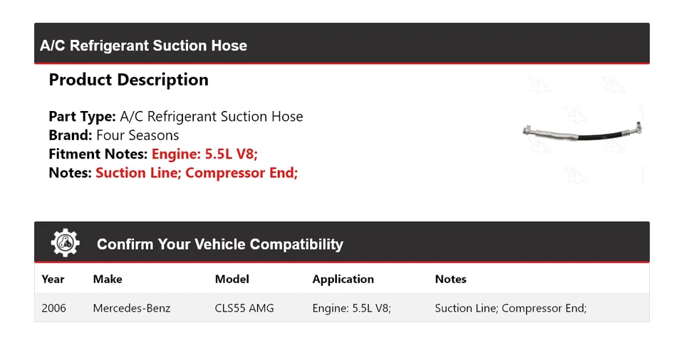 Manguera de succión de refrigerante de aire acondicionado V8 5,5 L AMG 2006 4 estaciones para Mercedes-Benz CLS55 AMG Foto 2 de 4