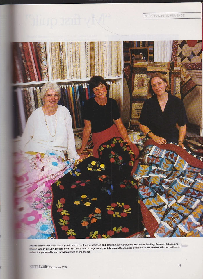 Needlework Magazine December 1997 Needlework Embroidery Amish Patchwork 50 ideas - Image 4 of 4