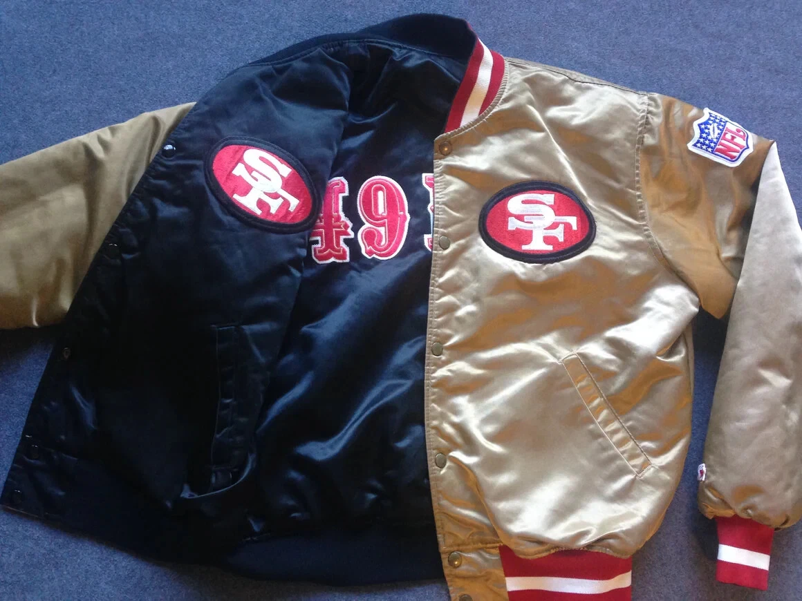 NFL San Francisco 49ers Vintage Style 80s Satin Reversible Varsity Jacket
Opens in a new window or t