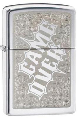 Zippo Windproof Lighter With Game Over Text And Graphics, 28447, New In Box