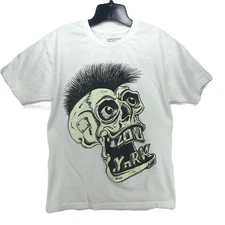 Zoo York Men’s White Medium Glow In the Dark Graffiti Skull T Shirt