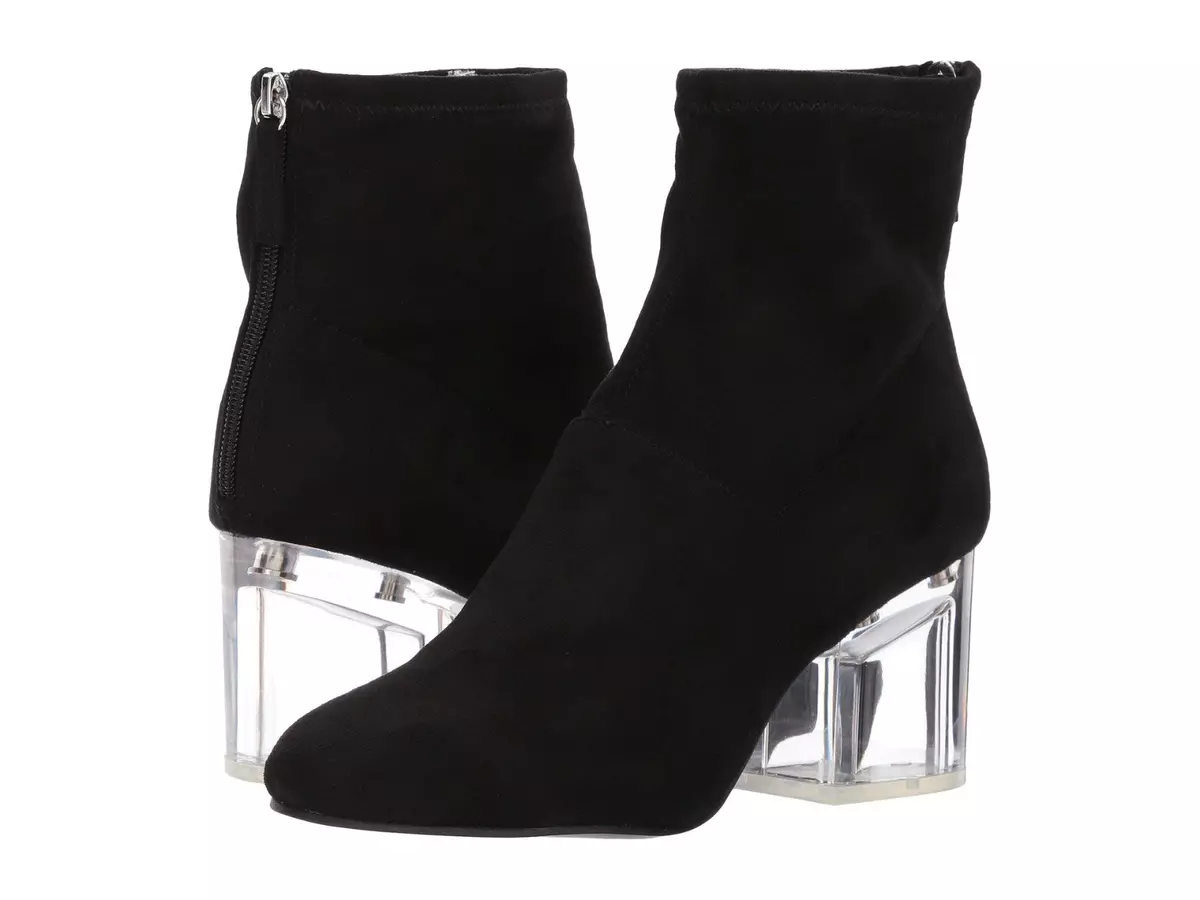 Black ankle boots with clear heel hotsell