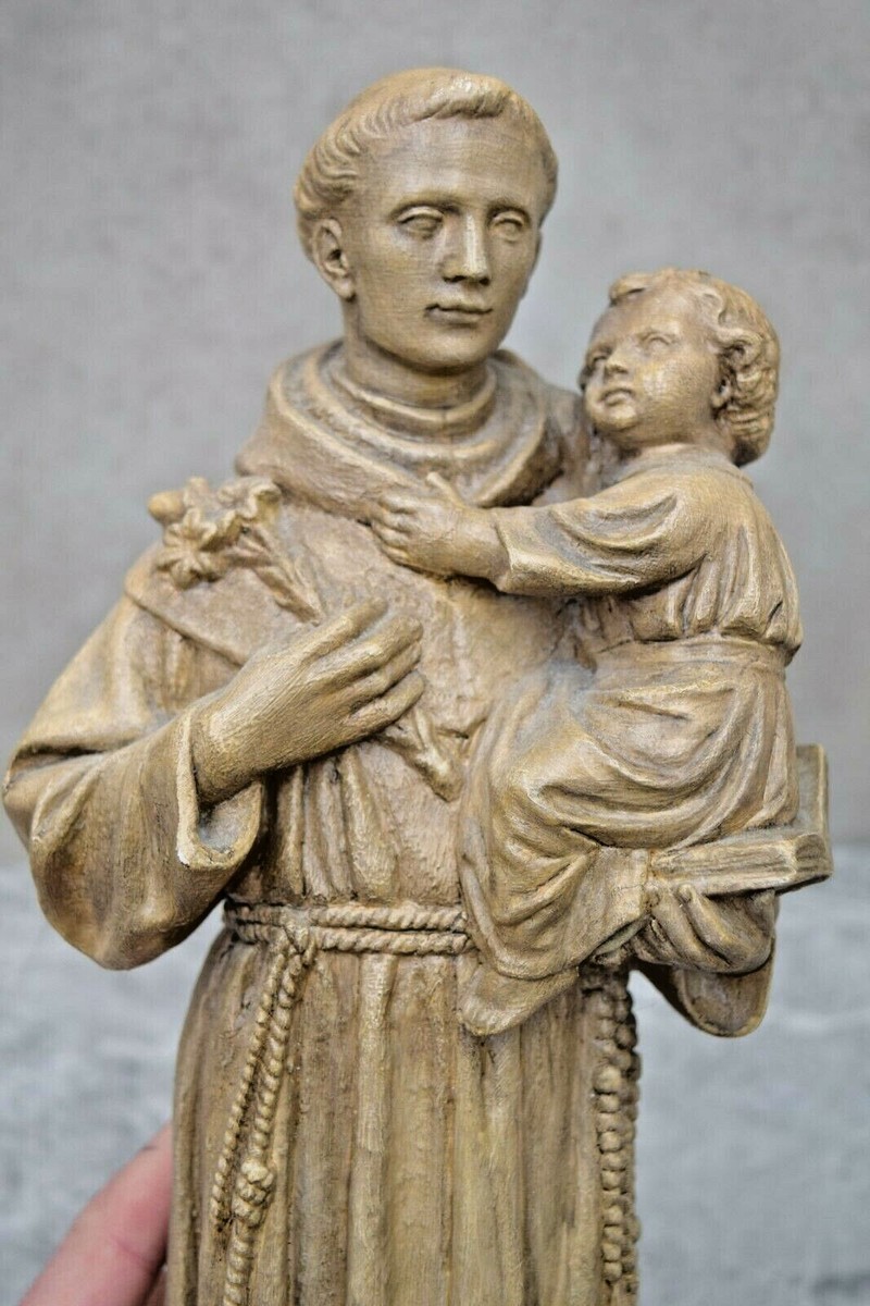 Nice Older Plaster Statue of St. Anthony, 16 1/4