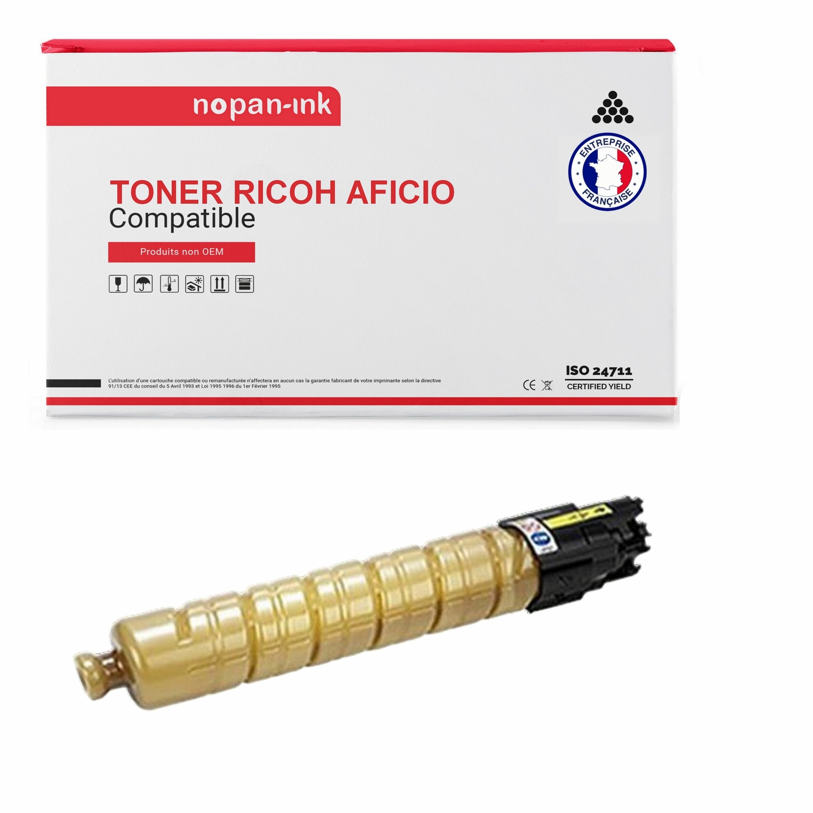 Toner jaune 888609 compatible RICOH haute capacité pour des impressions éclatantes NOPAN-INK